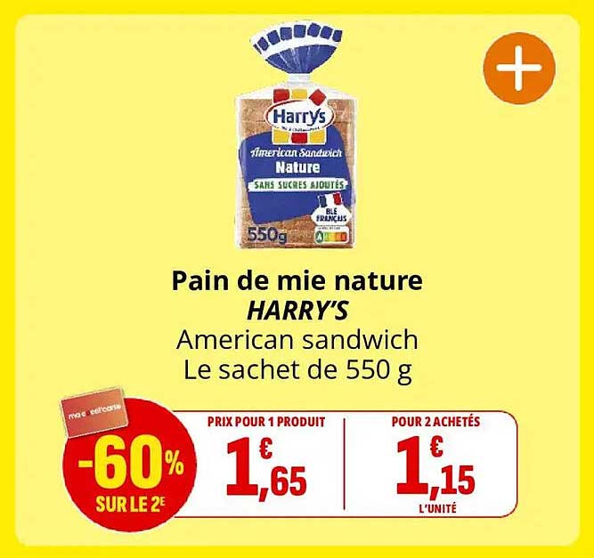 Pain de mie nature HARRYS American sandwich Le sachet de 550 g