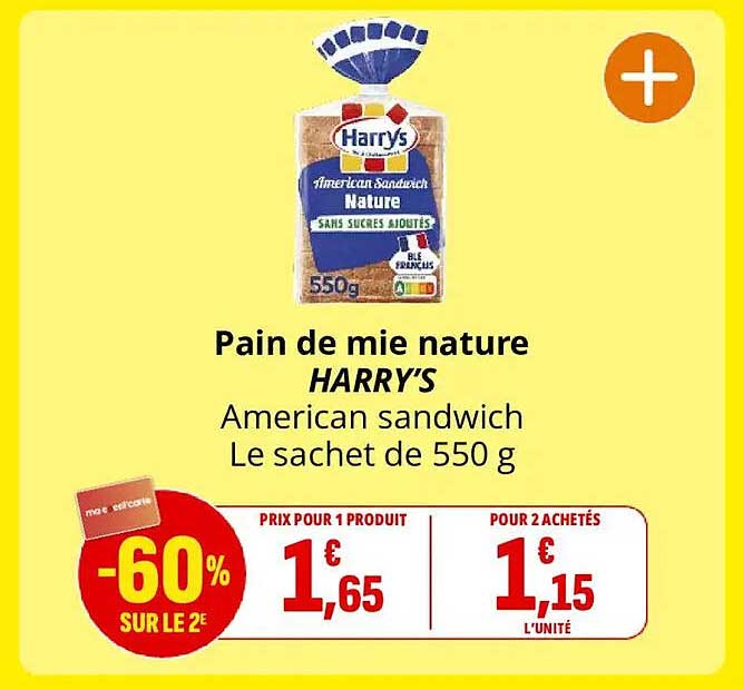Pain de mie nature HARRY’S American sandwich Le sachet de 550 g