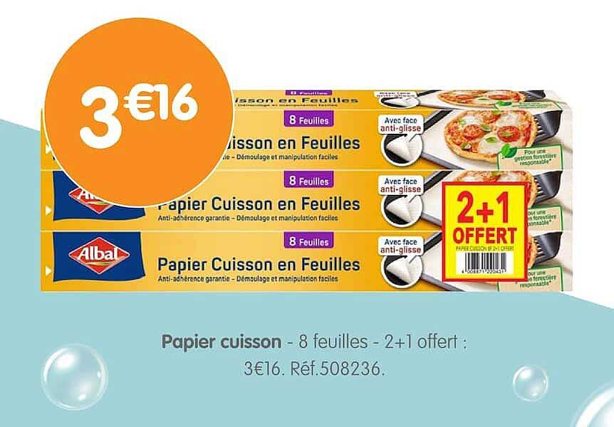 Papier cuisson en feuilles - 8 feuilles - 2+1 offert