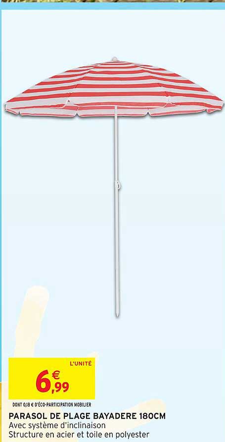 PARASOL DE PLAGE BAYADERE 180CM