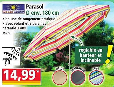 Parasol Ø env. 180 cm