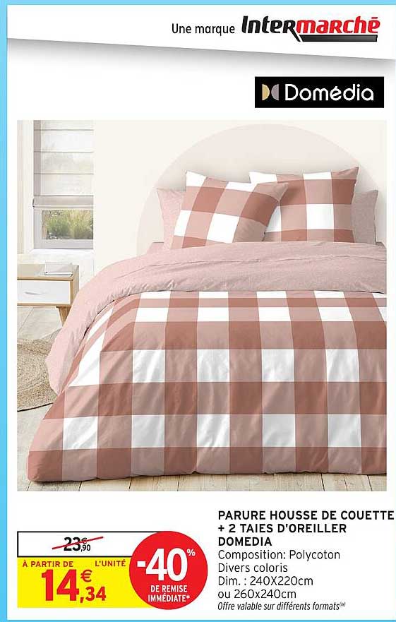 PARURE HOUSSE DE COUETTE + 2 TAIES D'OREILLER DOMEDIA