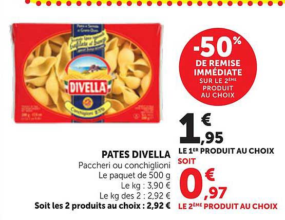 PATES DIVELLA Paccheri ou conchiglioni Le paquet de 500 g