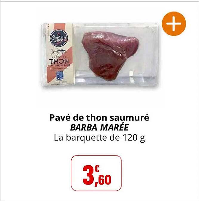 Pavé de thon saumuré BARBA MARÉE La barquette de 120 g
