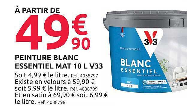 PEINTURE BLANC ESSENTIEL MAT 10 L V33