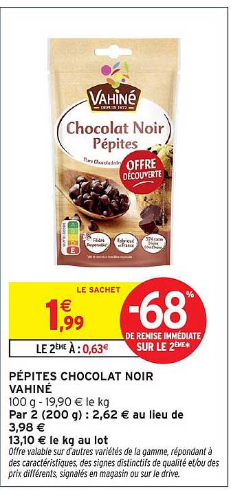 PÉPITES CHOCOLAT NOIR VAHINÉ