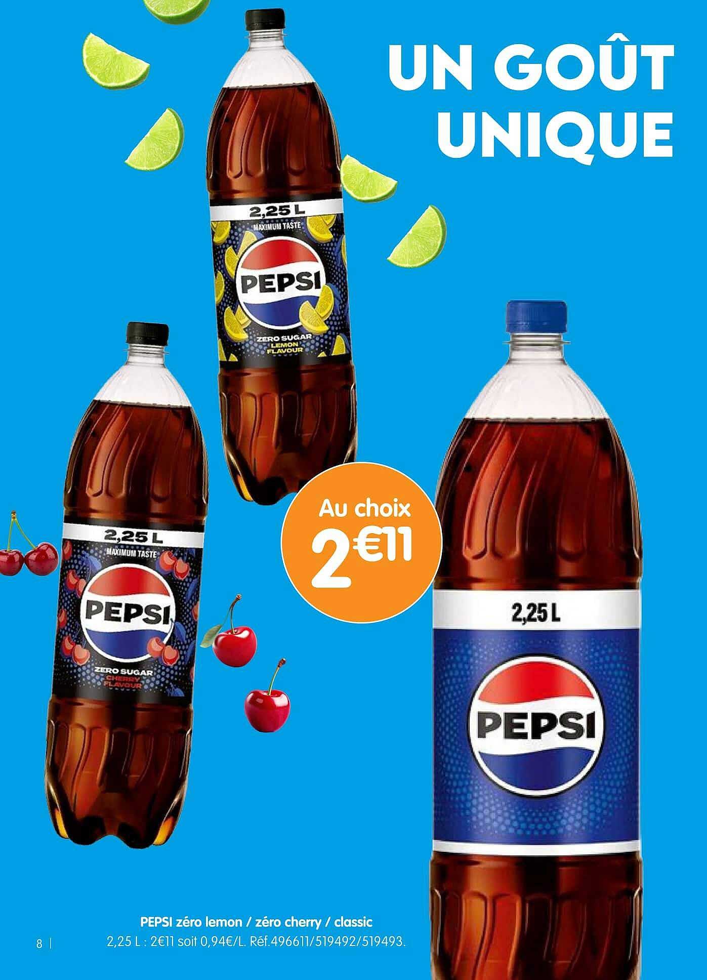 PEPSI zéro lemon / zéro cherry / classic