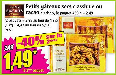 Petits gâteaux secs classique ou cacao