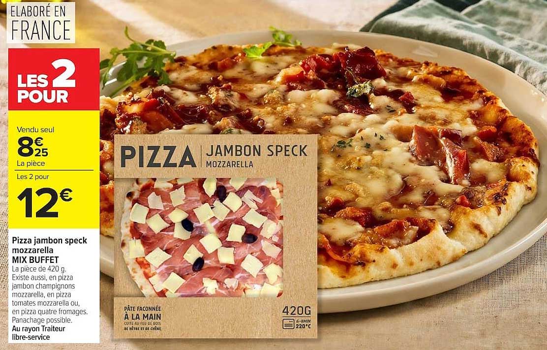 Pizza jambon speck mozzarella MIX BUFFET