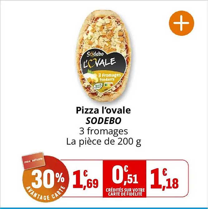 Pizza l’ovale SODEBO 3 fromages La pièce de 200 g