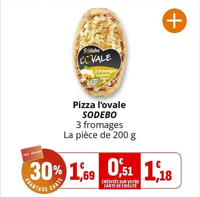 Pizza l’ovale SODEBO 3 fromages La pièce de 200 g