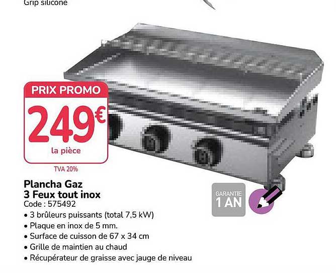 Plancha Gaz 3 Feux tout inox