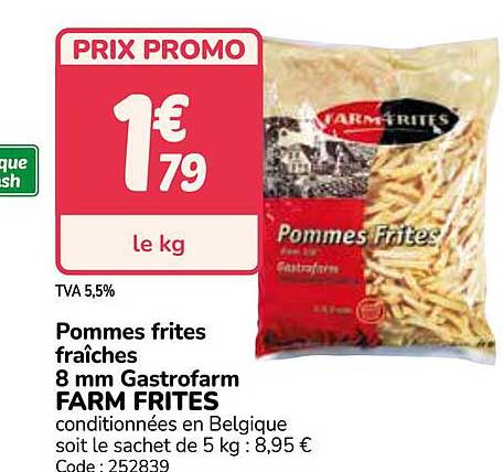 Pommes frites fraîches 8 mm Gastrofarm FARM FRITES