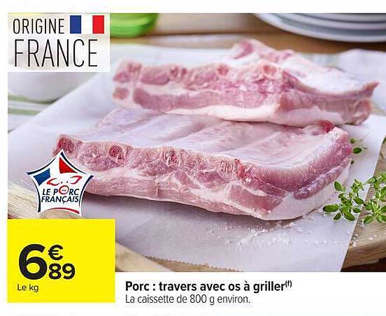 Porc : travers avec os à griller
