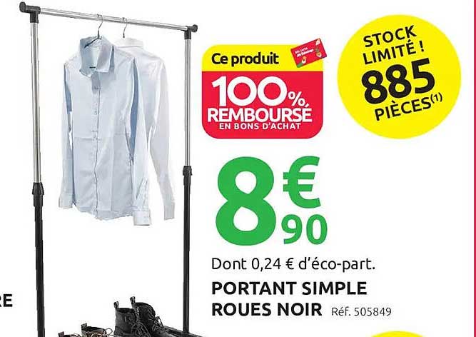 PORTANT SIMPLE ROUES NOIR
