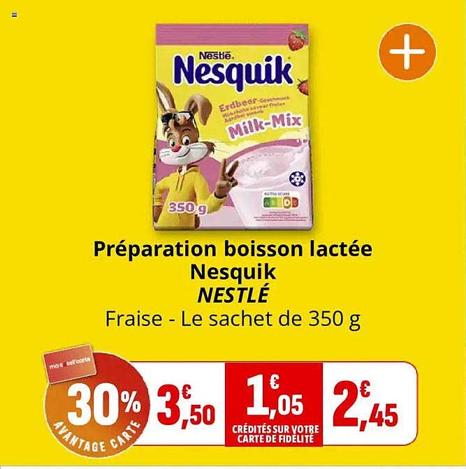 Préparation boisson lactée Nesquik NESTLÉ Fraise - Le sachet de 350 g