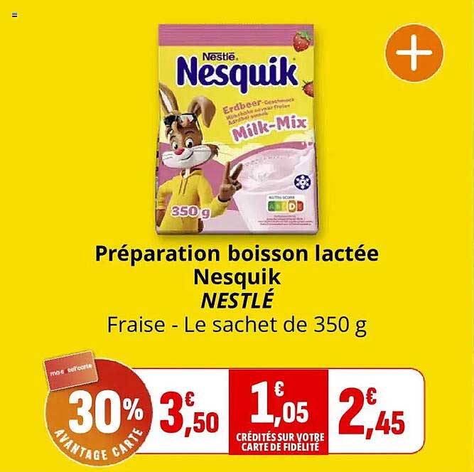 Préparation boisson lactée Nesquik NESTLÉ Fraise - Le sachet de 350 g
