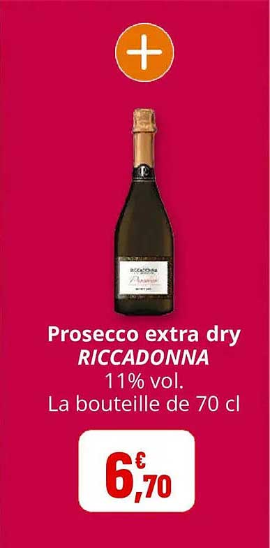 Prosecco extra dry RICCADONNA 11% vol. La bouteille de 70 cl