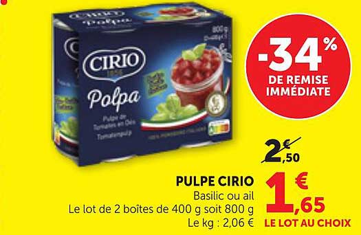 PULPE CIRIO Basilic ou ail