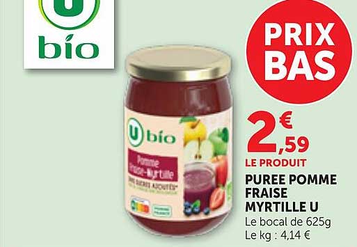 PURÉE POMME FRAISE MYRTILLE U