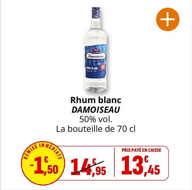 Rhum blanc DAMOISEAU 50% vol. La bouteille de 70 cl