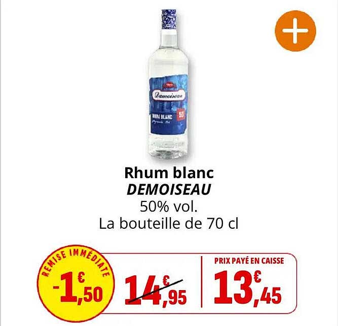 Rhum blanc DEMOISEAU 50% vol. La bouteille de 70 cl