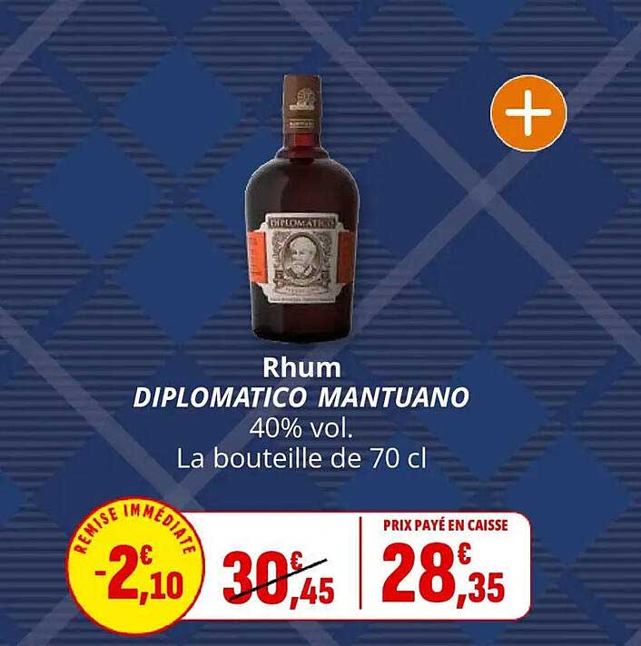 Rhum DIPLOMATICO MANTUANO 40% vol. La bouteille de 70 cl