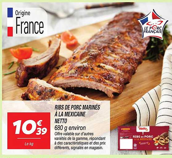 RIBS DE PORC MARINÉS À LA MEXICAINE NETTO 680 g environ