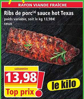 Ribs de porc(a) sauce hot Texas