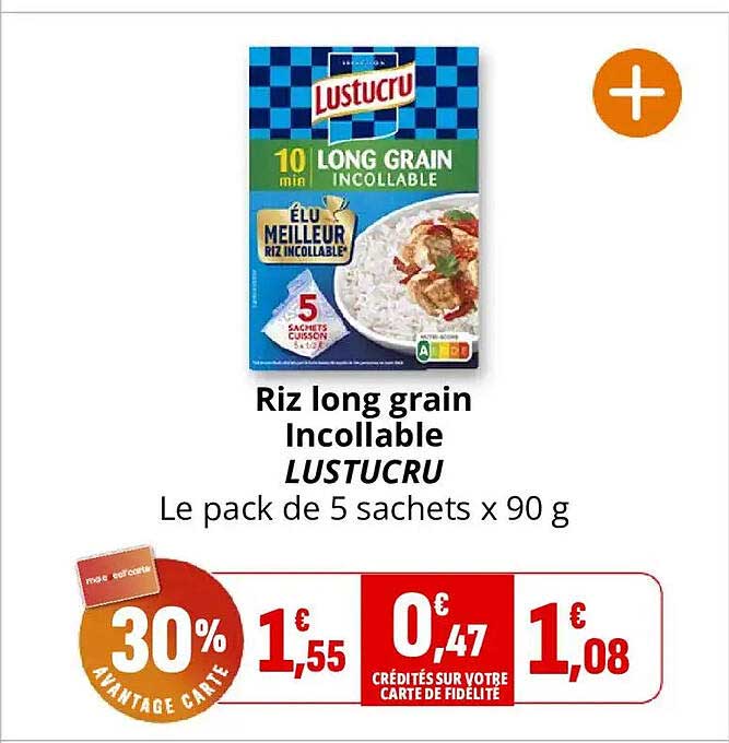Riz long grain Incollable LUSTUCRU Le pack de 5 sachets x 90 g