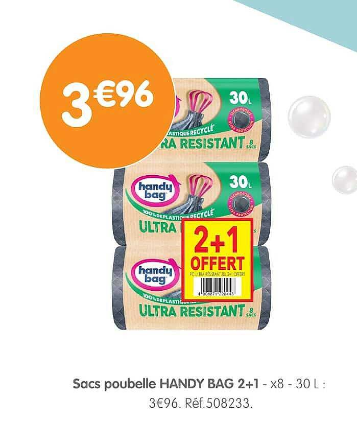 Sacs poubelle HANDY BAG 2+1 - x8 - 30 L