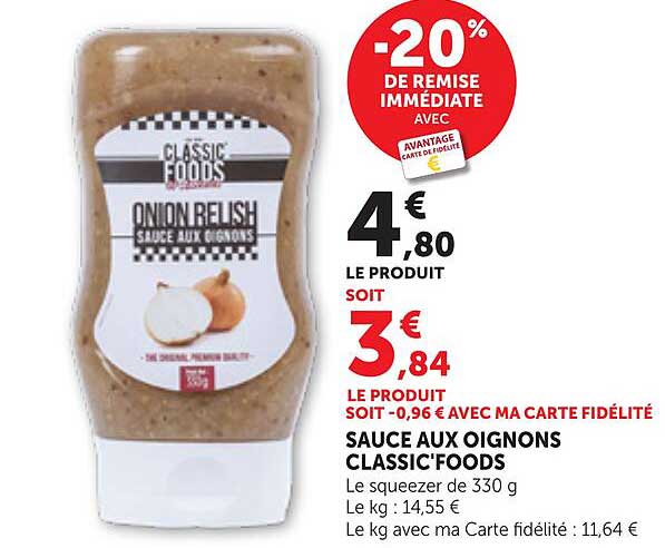 SAUCE AUX OIGNONS CLASSIC'FOODS
