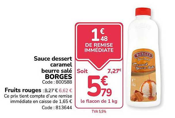 Sauce dessert caramel beurre salé BORGES