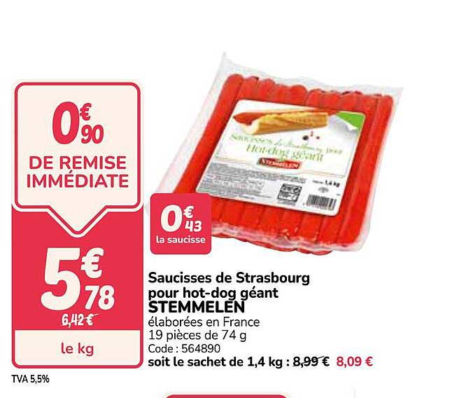 Saucisses de Strasbourg pour hot-dog géant STEMMELEN