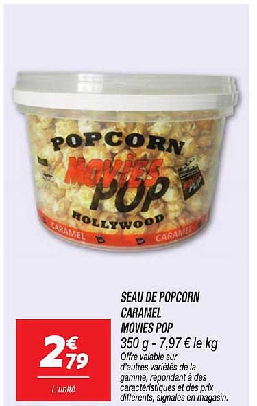 SEAU DE POPCORN CARAMEL MOVIES POP