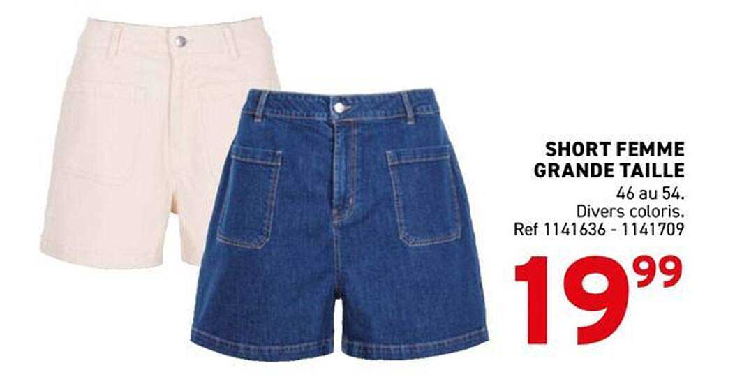 SHORT FEMME GRANDE TAILLE 46 au 54. Divers coloris. Ref 1141636 - 1141709