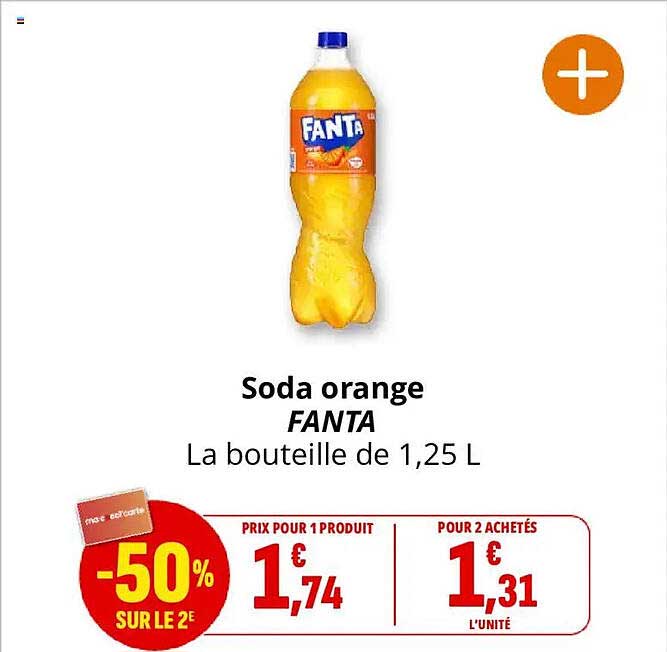 Soda orange FANTA La bouteille de 1,25 L