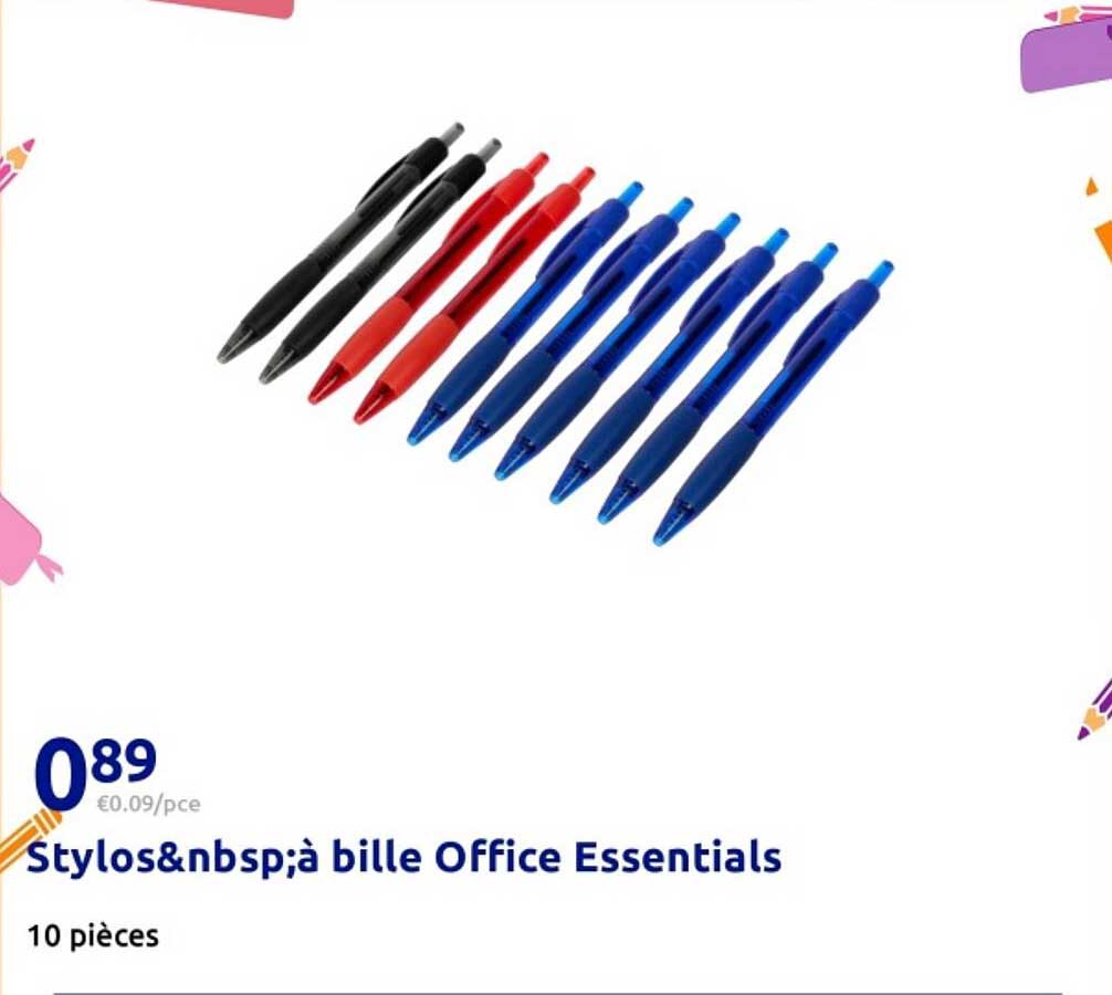 Stylos à bille Office Essentials 10 pièces