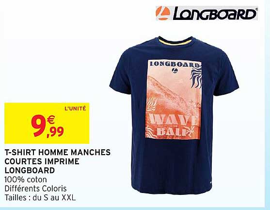T-SHIRT HOMME MANCHES COURTES IMPRIME LONGBOARD
