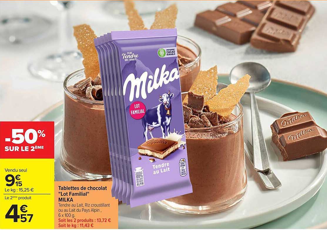 Tablettes de chocolat "Lot Familial" MILKA