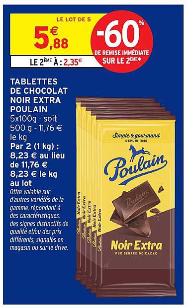 TABLETTES DE CHOCOLAT NOIR EXTRA POULAIN