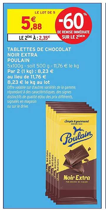 TABLETTES DE CHOCOLAT NOIR EXTRA POULAIN