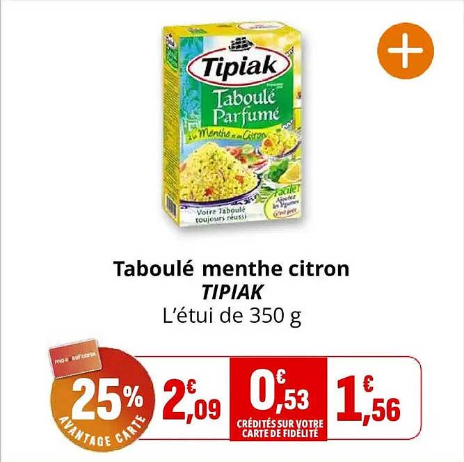 Taboulé menthe citron TIPIAK L’étui de 350 g