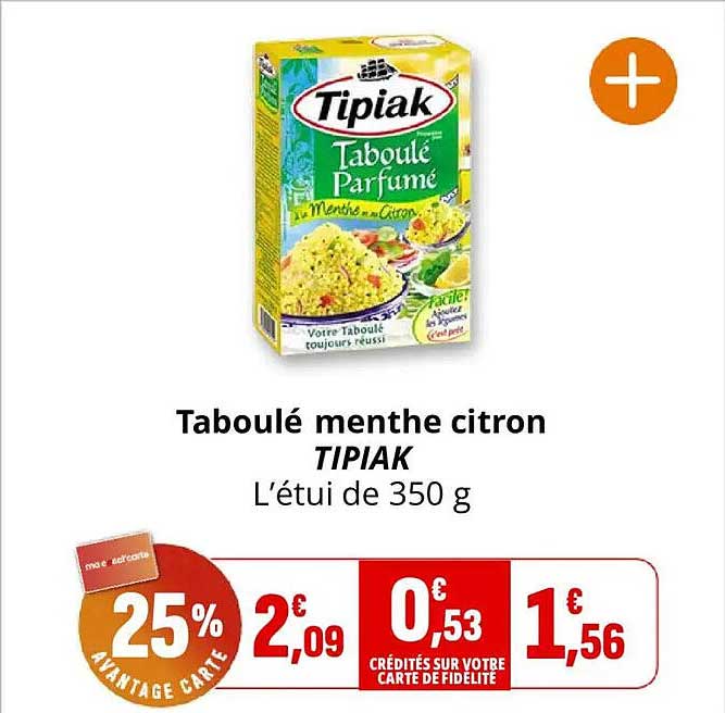 Taboulé menthe citron TIPIAK L’étui de 350 g