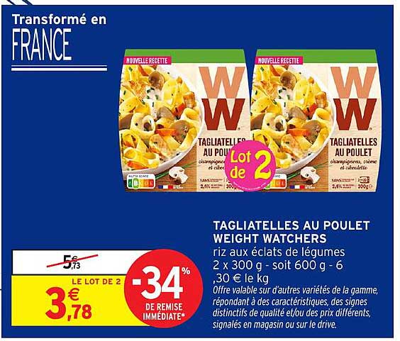 TAGLIATELLES AU POULET WEIGHT WATCHERS