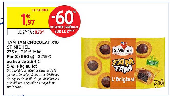 TAM TAM CHOCOLAT X10 ST MICHEL