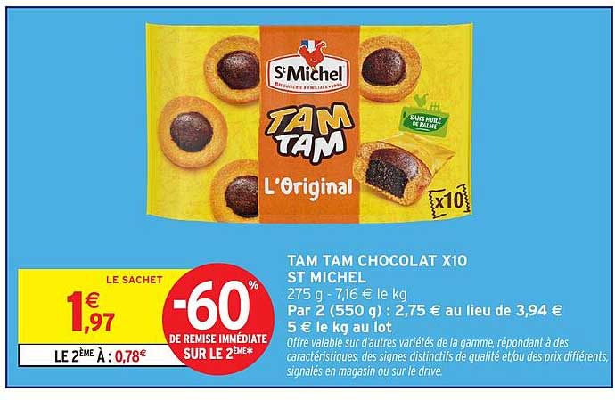 TAM TAM CHOCOLAT X10 ST MICHEL
