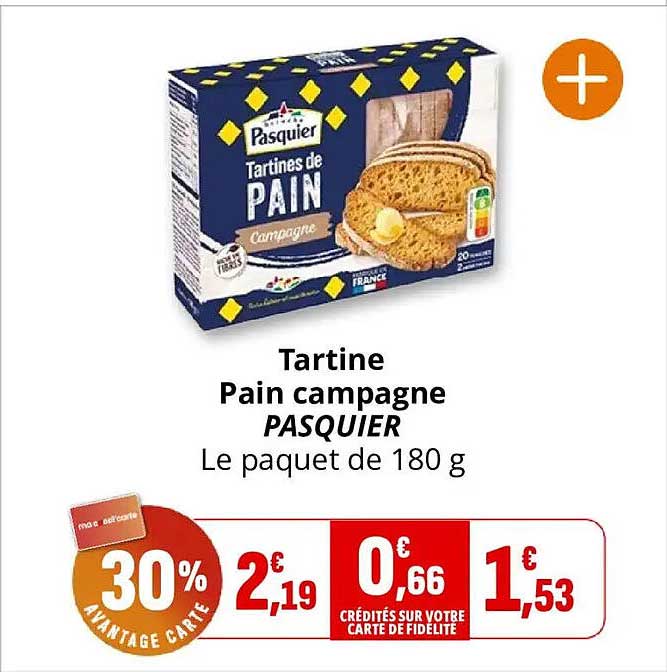 Tartine Pain campagne PASQUIER Le paquet de 180 g