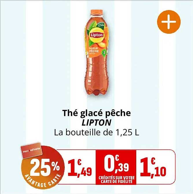 Thé glacé pêche LIPTON La bouteille de 1,25 L