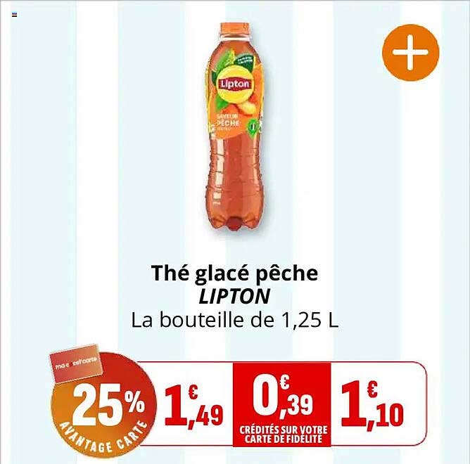 Thé glacé pêche LIPTON La bouteille de 1,25 L
